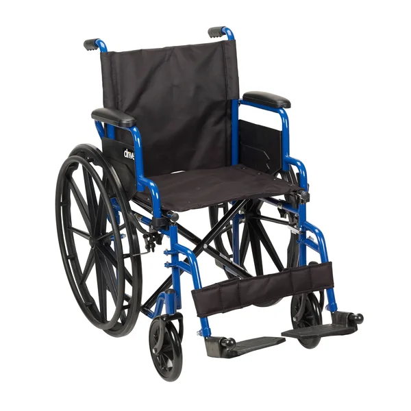 Drive Medical Blue Streak Wheelchair with Flip Back Desk Arms, Swing Away Footrests, 16x22 Seat, 42" x 12.5" x 36"