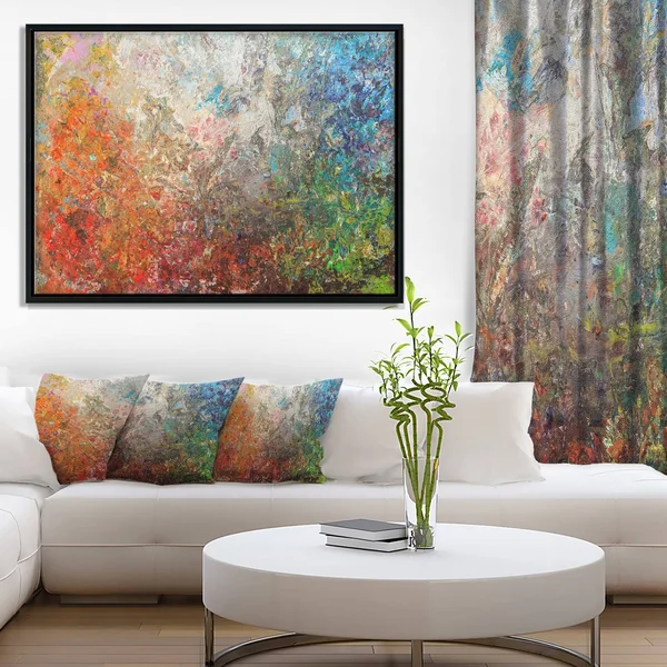 Designart ' Board Stained Abstract Art ' Abstract Framed Canvas Art Print - Size: 34 inch x 18 inch