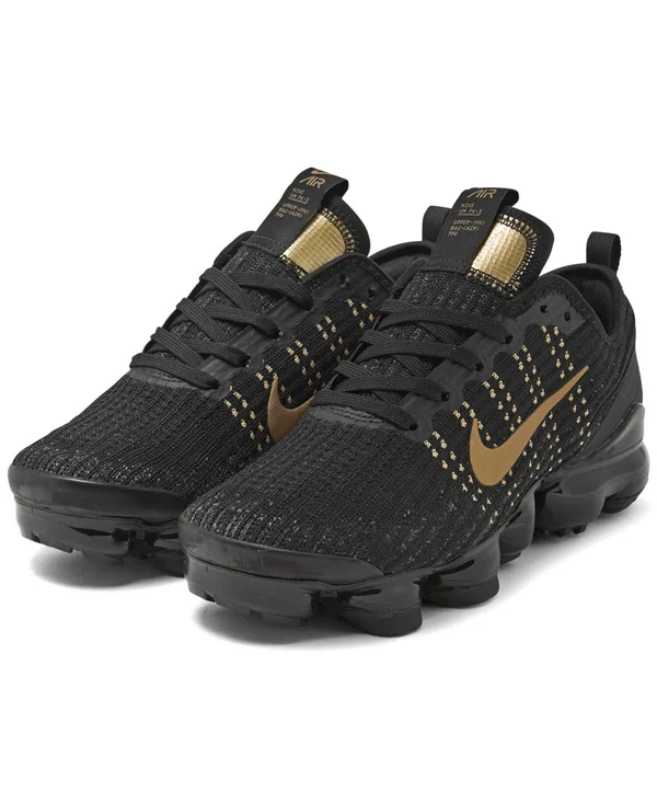 Nike Air VaporMax Flyknit 3 Black/Gold Grade School Kids& Shoes, Size: 5