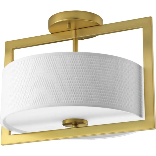 Progress Lighting P3530-137 Harmony Semi Flush Mount Light, Natural Brass
