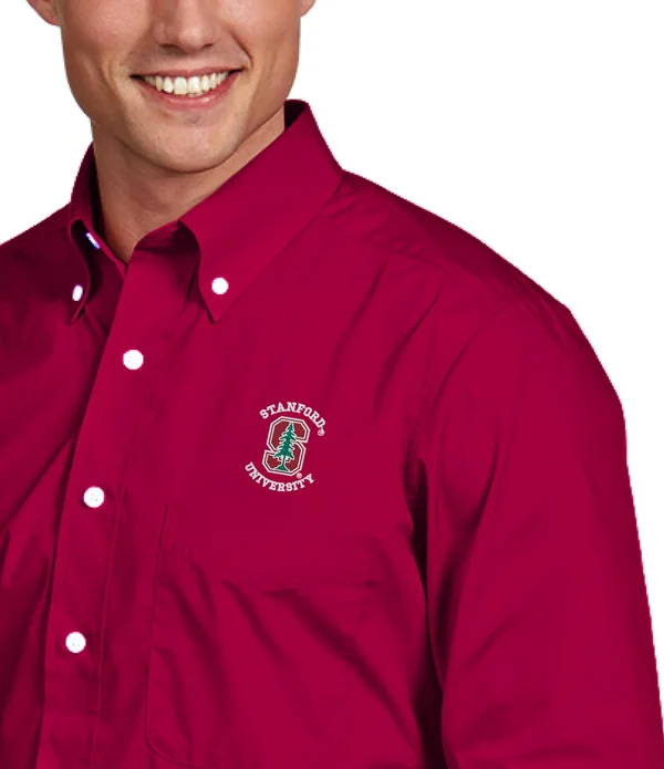 Clemson Tigers Antigua Dynasty Woven Long Sleeve Button-Down Shirt - Purple, Size: XL