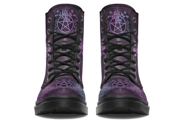 Purple Dragonfly Boots - Non-Leather Hippie Boots, YesWeVibe Men's Boots, Black Sole, US 14, EU49