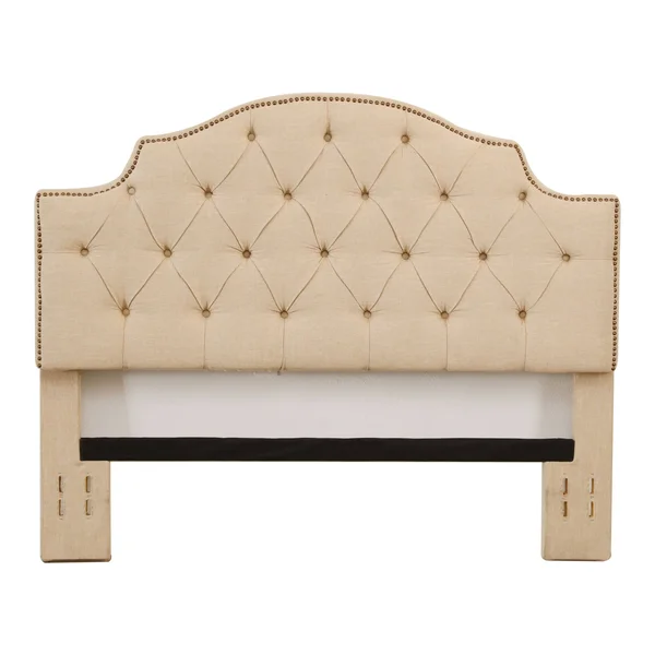 Abbyson Royal Tufted Ivory Linen Queen/ Full Headboard