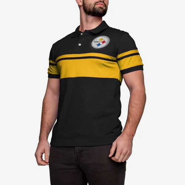 NFL Team Apparel Cotton Stripe Polo Team Color Pittsburgh Steelers