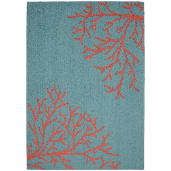 Garland Rug Sea Coral Indigo/Ivory 5 ft. x 7 ft. Area Rug
