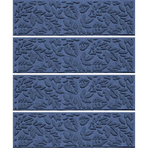 Aqua Shield Fall Day 8.5 in. x 30 in. Stair Treads (Set of 4) Navy, Blue