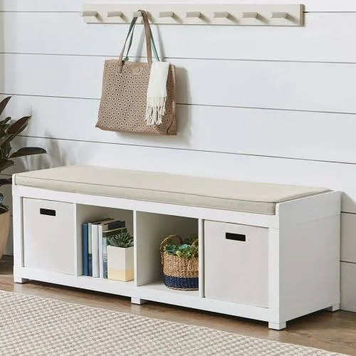 Better Homes and Gardens BHG 4-Cube Organizer Bench - White