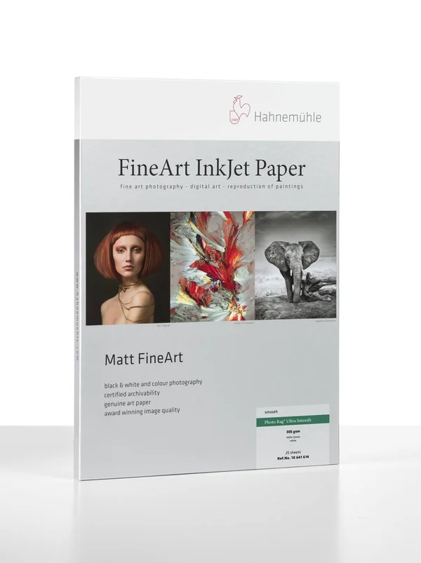 Hahnemuhle Photo Rag, 100 % Rag, Ultra Smooth, White Matte Inkjet Paper, 305 gsm, 24x22x39& Roll, 3x22 Core
