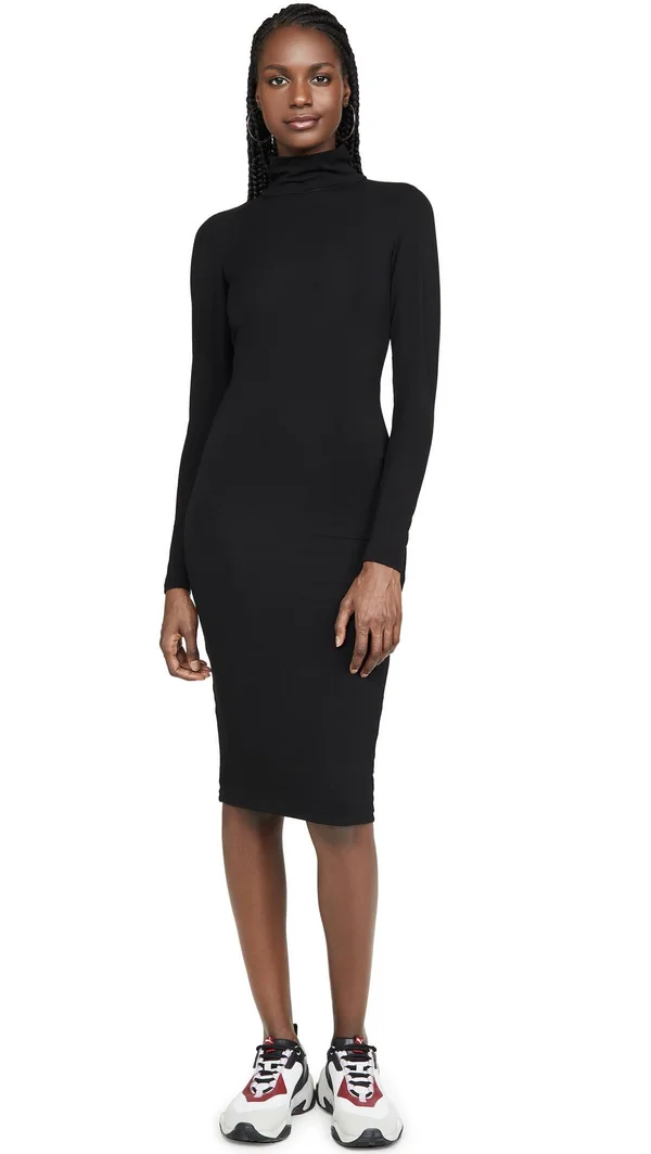 Good American Long Sleeve Turtleneck Dress Black001 0
