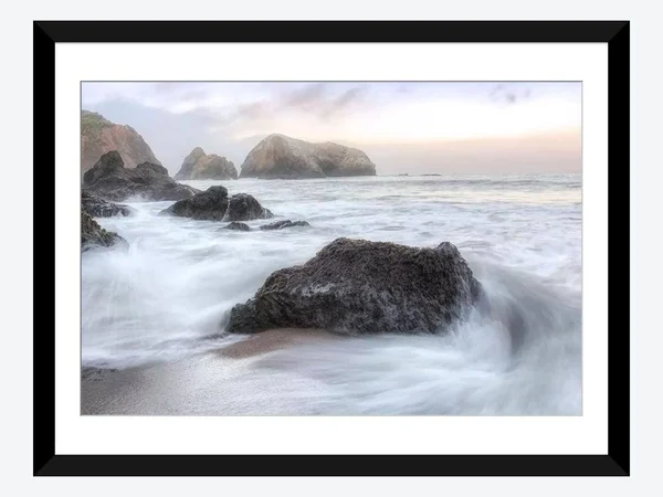 Framed Poster Prints - Crescent Beach Waves II by Alan Blaustein ( scenic & landscapes > Ocean > seascapes art)