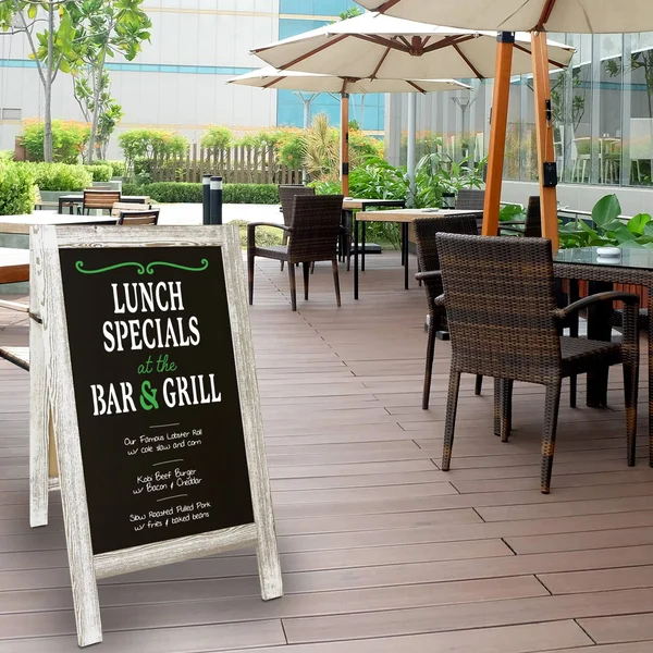 Excello Global Products Large Sturdy Handcrafted 40x22 x 20x22 Wooden A-Frame Chalkboard Display - 4 Liquid Chalk Markers &