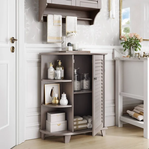 RiverRidge Ellsworth Floor Cabinet with Side Shelves - Taupe