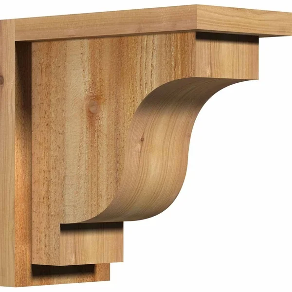 Ekena Millwork COR06X12X12NEW01RWR 6x22W x 12x22D x 12x22H Newport Rough Sawn Corbel w/Backplate, Western Red Cedar
