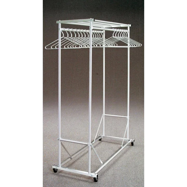 Double-Sided Mobile Coat Rack, Satin Aluminum, Glaro, 135-5sa, Silver