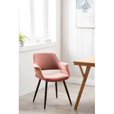 Swett Velvet Upholstered Arm Chair Everly Quinn Upholstery Color: Pink