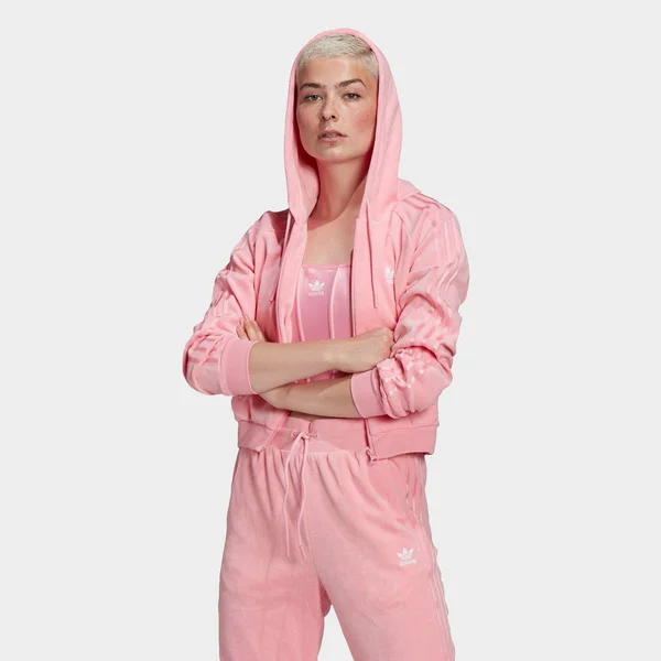 Adidas Originals Womens Full-Zip Hoodie - Light Pink Size XL
