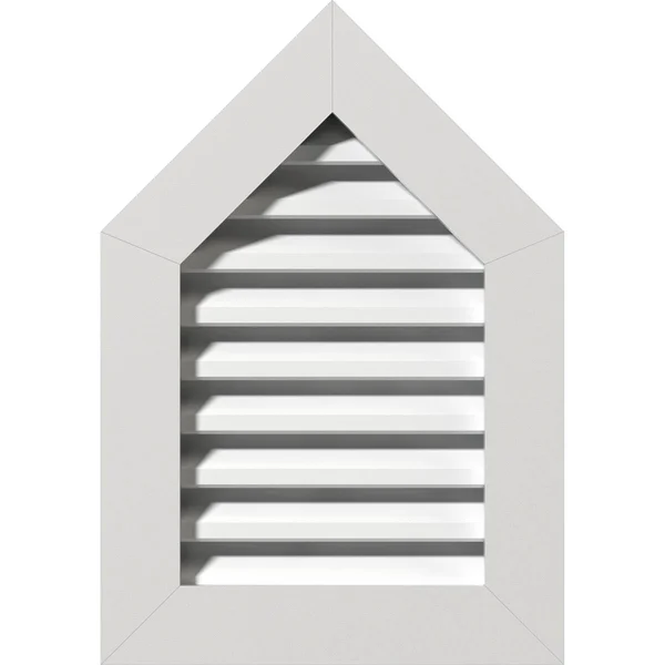 16 inchw x 24 inchh Peaked Top Gable Vent (21 inchw x 29 3/8 inchh Frame Size) 12/12 Pitch: Functional, PVC Gable Vent w/ 1 inch