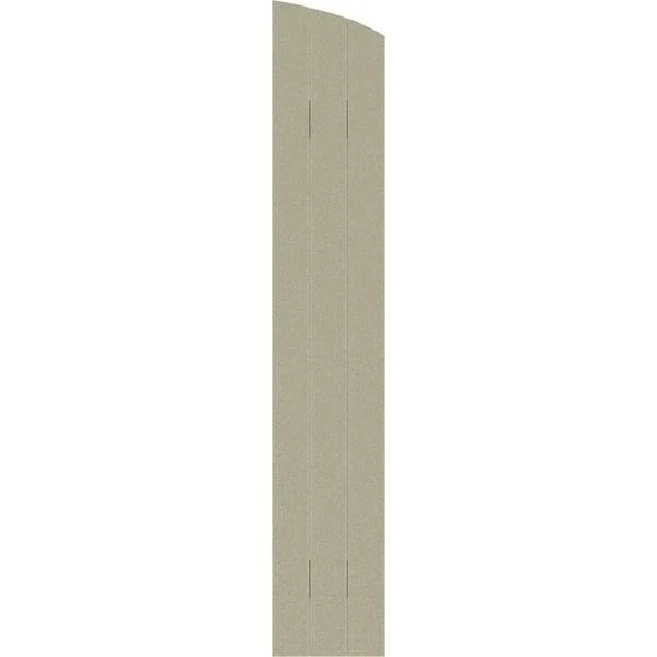 16 1/8x22W x 37x22H (31 1/2x22 Low Side) Rustic Three Board Joined Board-n-Batten Faux Wood Shutters w/Elliptical Arch Top (Per
