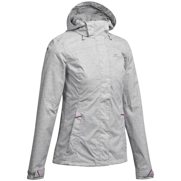 Quechua Women's Mh100, Waterproof Hiking Jacket in Gray, Size XL