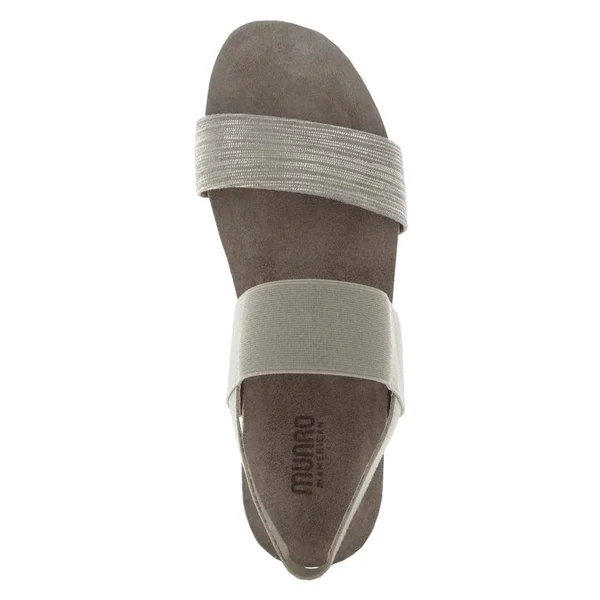 Munro Womens Pisces Open Toe Casual Slingback Sandals, 8, Silver Lea, White Snake Gore