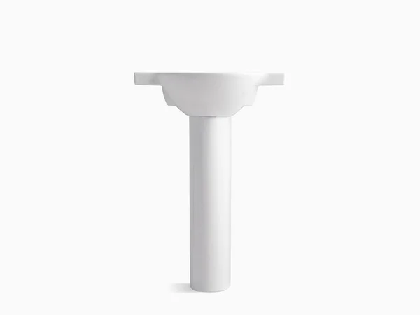 KOHLER K-5266-8-96 Veer 24 In. Pedestal Bathroom Sink with 8 In. Widespread Faucet Holes, Biscuit