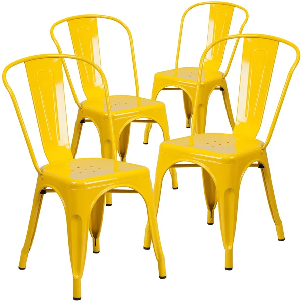 Flash Furniture 4 Pk. Green Metal Indoor-Outdoor Stackable Chair