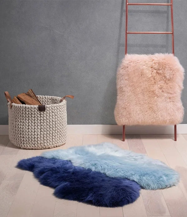 Ugg Sheepskin Area Throw Rug, Grey