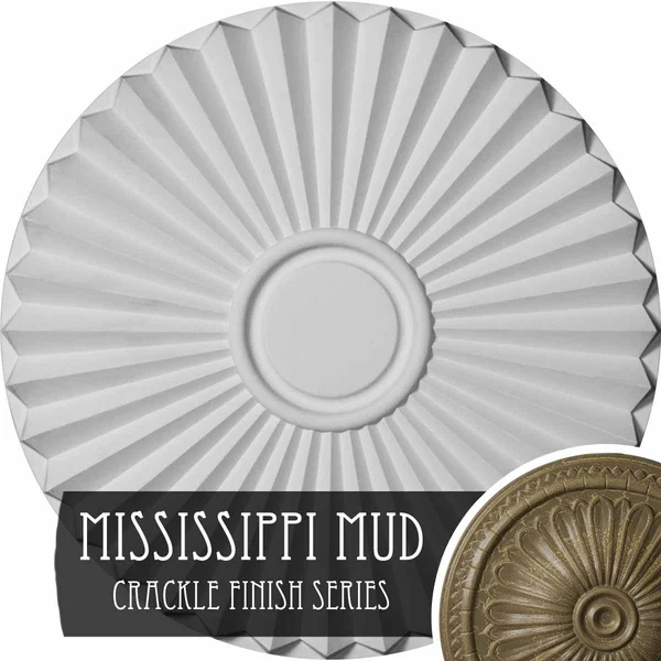 19 3/4 inchod x 1 3/8 inchp Shakuras Ceiling Medallion (FOR Canopies Up to 5 inch), Hand-Painted Mississippi Mud Crackle