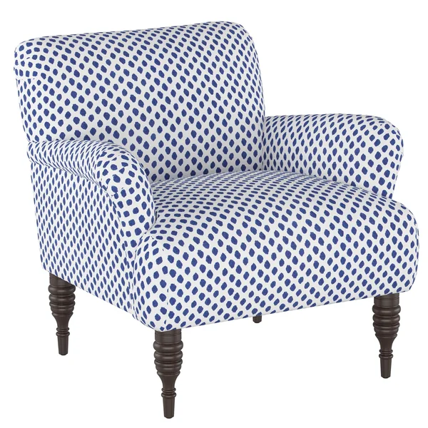 Contemporary White and Blue Upholstered Accent Chair