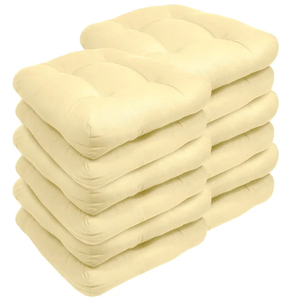 Patio Seat Cushion Set - 19x22 by 19x22 Yellow, 12 Pack, Solid