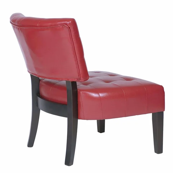Roundhill Furniture Blended Leather Tufted Accent Chair with Oversized Seating - Red
