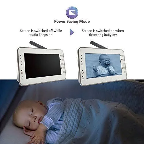 Moonybaby 4.3 Inches Large LCD Video Baby Monitor with Power Saving/Vox Voice