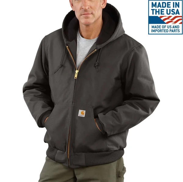 Carhartt Men's Quilted Flannel-Lined Duck Active Jacket - Gravel