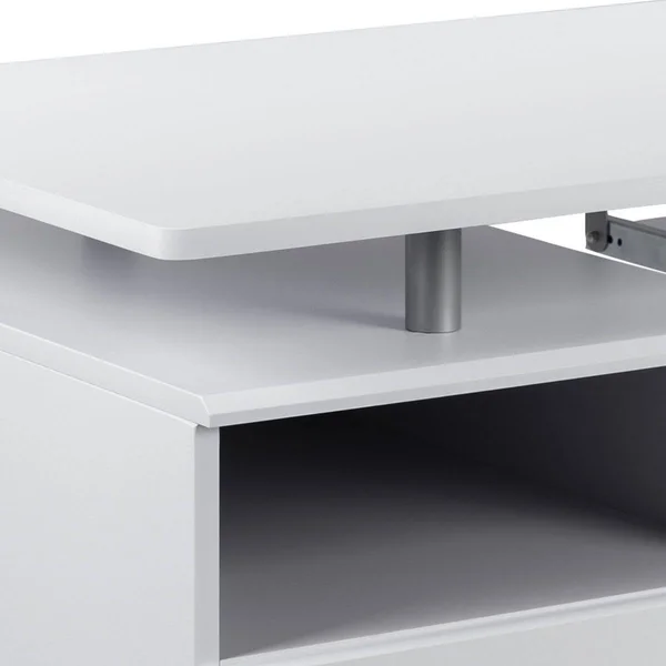 Flash Furniture White Desk with Three Drawer Pedestal and Pull-Out Keyboard Tray, White/SIlver