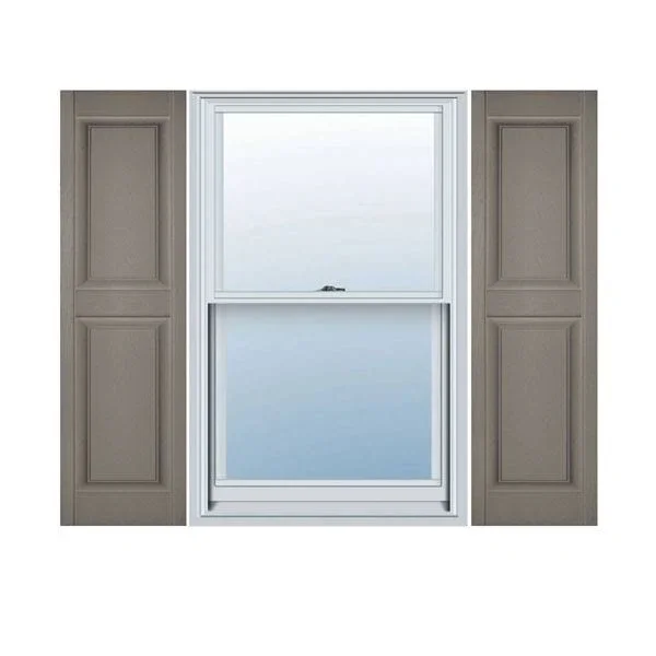 14 3/4x22W x 59x22H Lifetime Vinyl - Standard Two Equal Panels, Raised Panel Shutters, w/Installation Shutter-Lok&s & Matchin