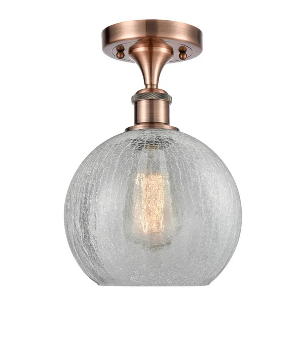 Innovations 516-1C-AC-G125 Athens 1 Light Semi-Flush Mount in Antique Copper
