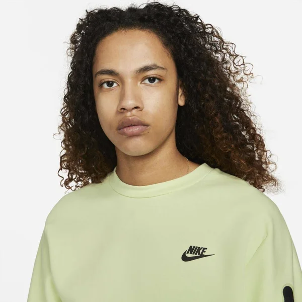 Nike Men's Sportswear Tech Crewneck Fleece, Large, Lime Ice/Black