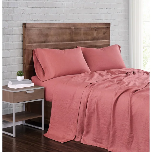 Brooklyn Loom Flax Linen California King Sheet Set - Dusty Rose