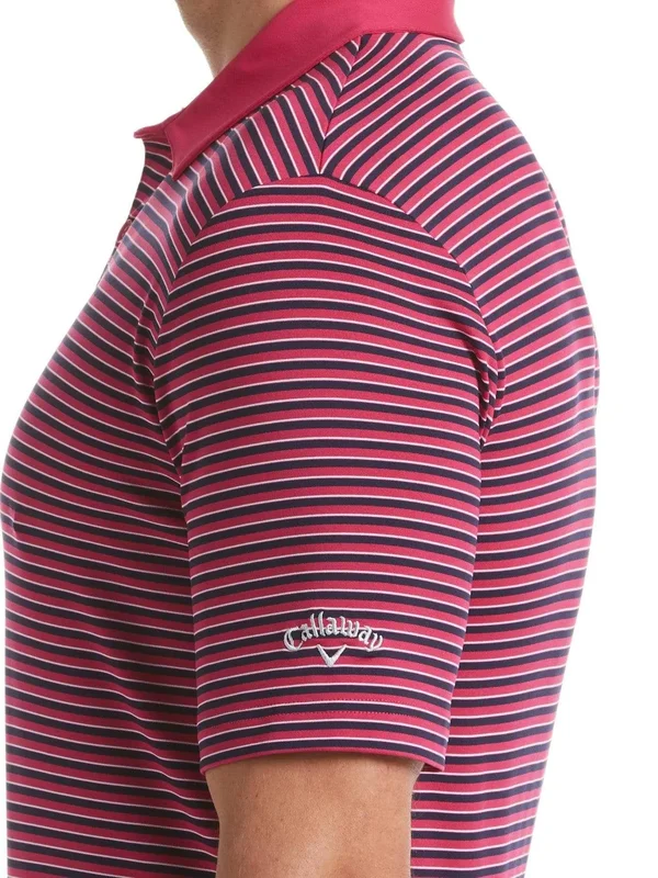 Callaway 3-Color Stripe Mens Golf Polo, Boudoir Red, M
