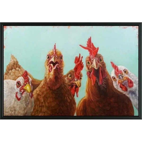 Easy Art Prints Lucia Heffernan&s &Chicken for Dinner& Premium Canvas Art - 20 x 30 - Modern Black Frame
