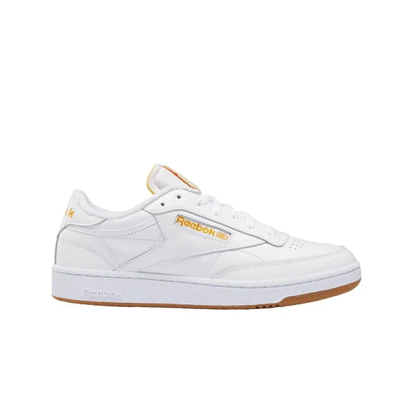 Reebok Club C 85 White/Yellow Grade School Girls& Tennis Shoes - Size: 3.5, Leather