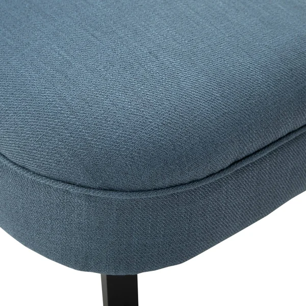 Copper Grove Tigre Fabric-Upholstered Accent Chair with Wood Legs and Pillow - Blue