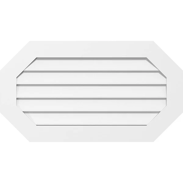 Ekena Millwork GVPOH14X1201SN 14x22W x 12x22H Horizontal Elongated Octagon Surface Mount PVC Gable Vent: Non-Functional, 3-1/2x2
