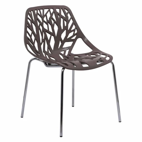 LeisureMod Modern Asbury Dining Chair with Chromed Legs Taupe