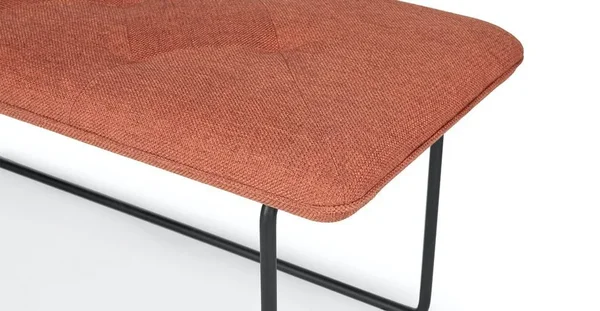 43x22 Tufted Red Fabric Bench - Metal Legs, Article Level Modern Furniture