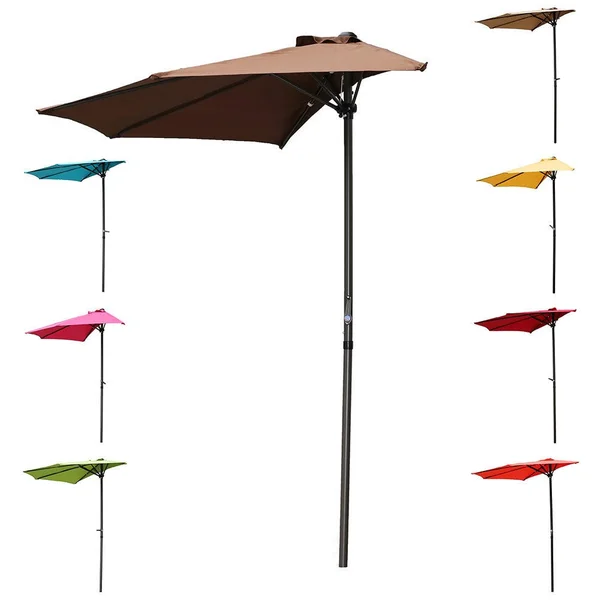 International Caravan 9-Foot Half Round Wall Hugger Umbrella