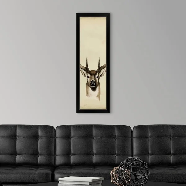 Triptych Whitetail II, Black Framed Wall Art, 12x36, Great Big Canvas
