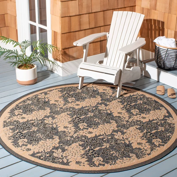 Safavieh Courtyard Area Rug CY6582 Black - Natural, 6& 7x22 x 6& 7x22 Round
