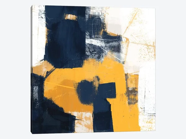 Victoria Borges Paintings Canvas Art Prints - Navy & Gold IIstyle > Abstract art)