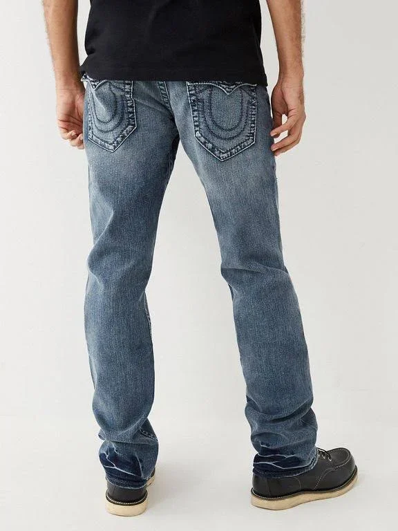 True Religion Men's Ricky Flap Straight Jeans - Blue - Size 34